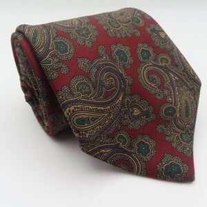 Jacobs Roberts Tie Blue Red Yellow Paisley 3.25" Wide 60" Long USA Silk